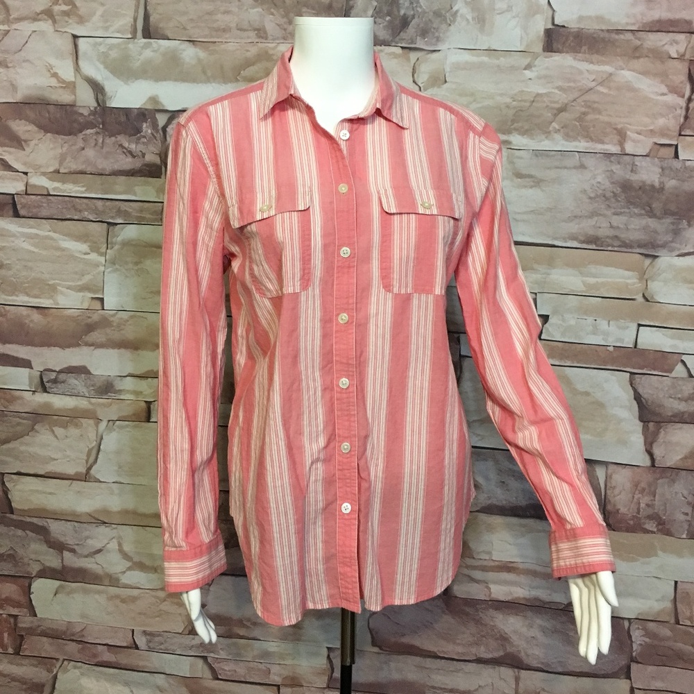 Loft Pink Cream stripe casual blouse